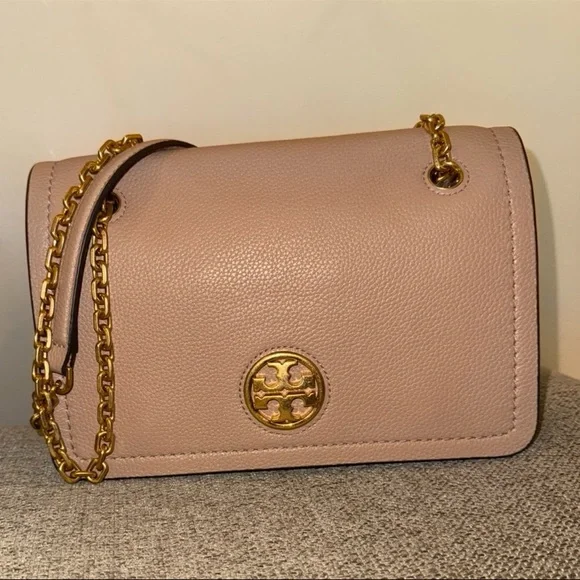 💯 Tory Burch Carson Convertible Leather Crossbody Bag In Devon Sand - Picture 8 of 12
